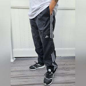 Vintage Y2K Adidas 3 Stripe Men Size L Black Athletic Windbreaker Track Pants